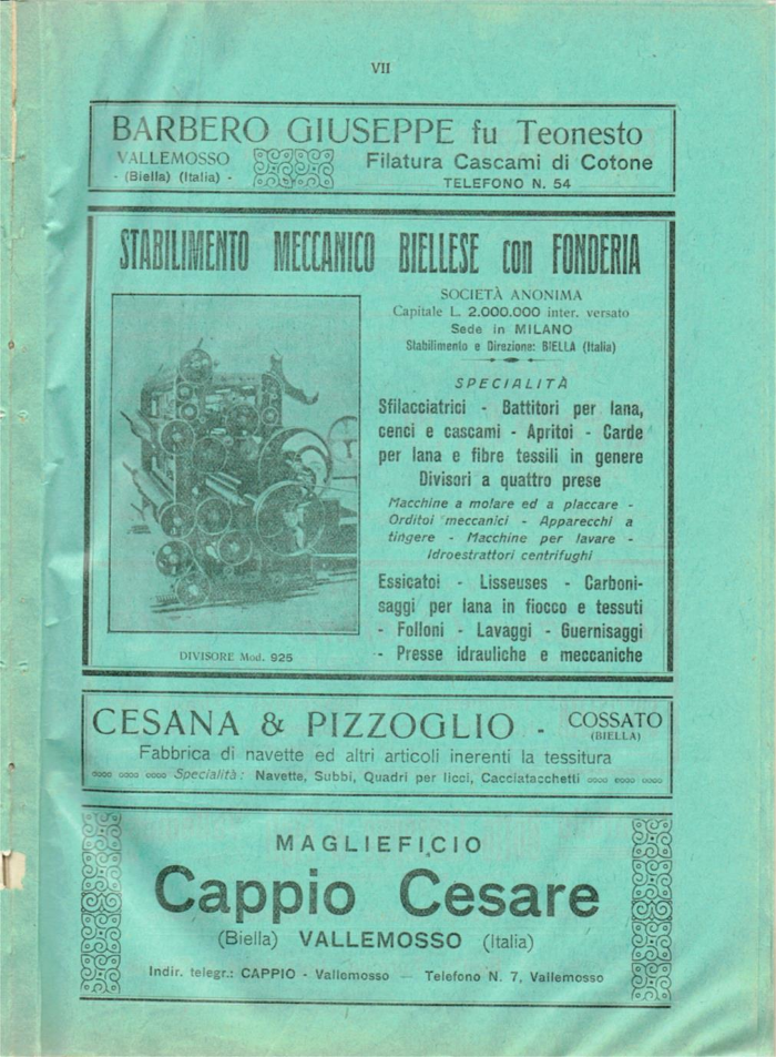 Il Biellese ed il suo sviluppo industriale: Trivero, Valli del Ponzone, del Sessera con zona limitrofa