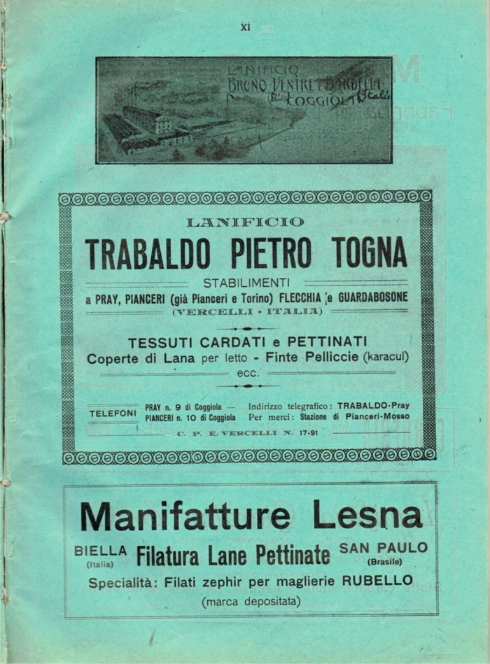 Il Biellese ed il suo sviluppo industriale: Trivero, Valli del Ponzone, del Sessera con zona limitrofa