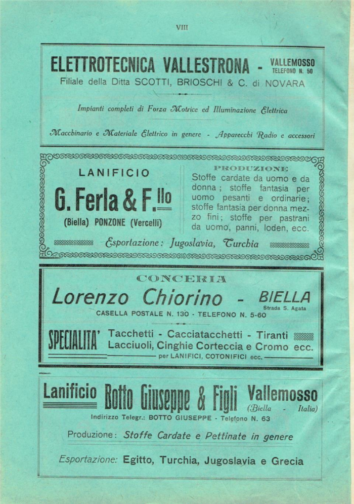 Il Biellese ed il suo sviluppo industriale: Trivero, Valli del Ponzone, del Sessera con zona limitrofa