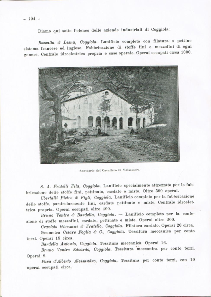 Il Biellese ed il suo sviluppo industriale: Trivero, Valli del Ponzone, del Sessera con zona limitrofa