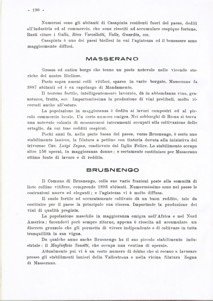 Il Biellese ed il suo sviluppo industriale: Trivero, Valli del Ponzone, del Sessera con zona limitrofa