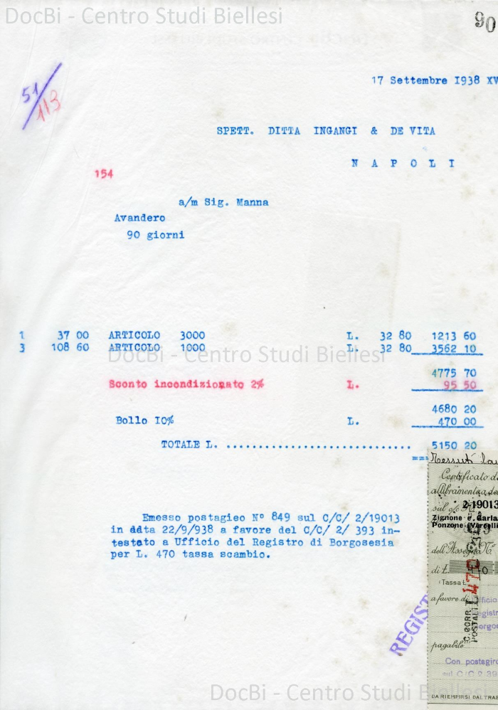 Copiafatture (Zignone &amp; Garlanda) 1938 - 1939 (1)