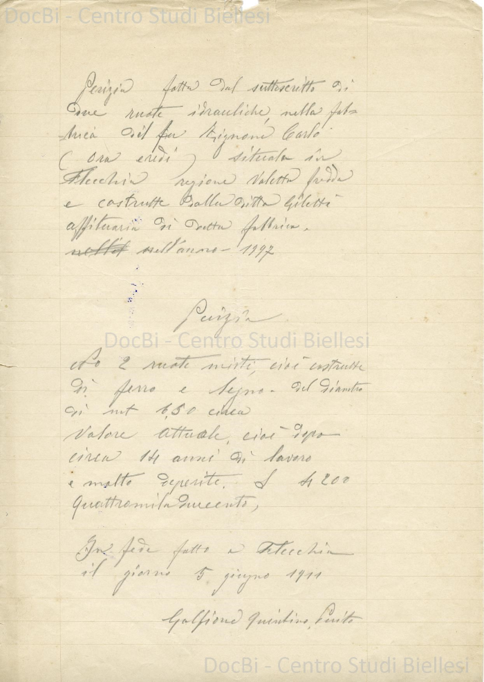 Domanda All Intendenza Di Finanza Di Novara Per La Riduzione Della Tassa Sull Impianto Dei Meccanismi Di Forza Motrice 1911 Centro Rete Biellese