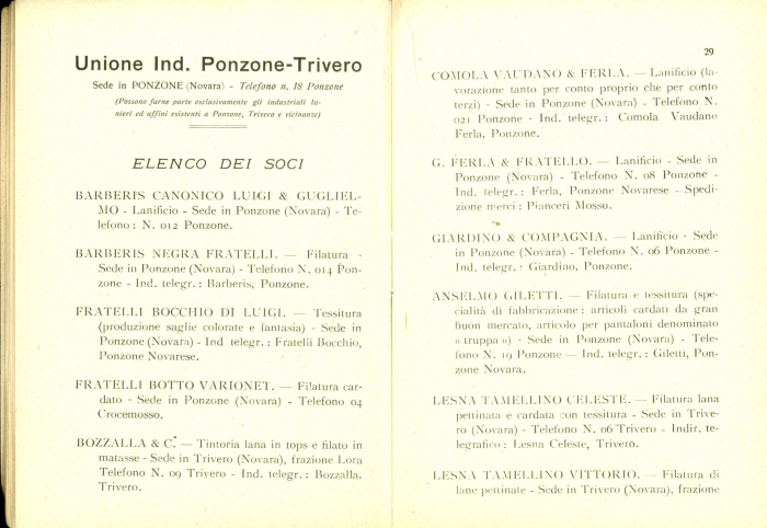 Elenco delle organizzazioni industriali e delle ditte associate (anno III° - 1924)