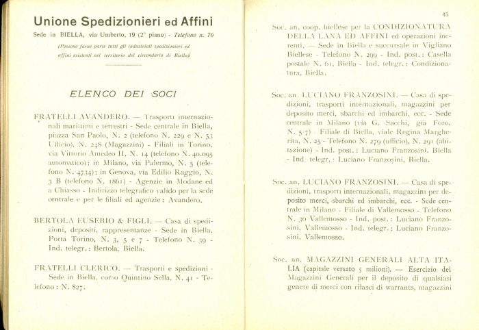 Elenco delle organizzazioni industriali e delle ditte associate (anno III° - 1924)