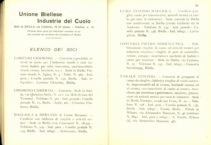 Elenco delle organizzazioni industriali e delle ditte associate (anno III° - 1924)