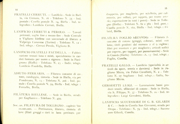 Elenco delle organizzazioni industriali e delle ditte associate (anno III° - 1924)