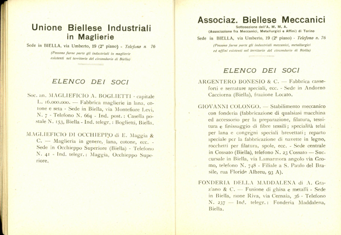 Elenco delle organizzazioni industriali e delle ditte associate (anno III° - 1924)