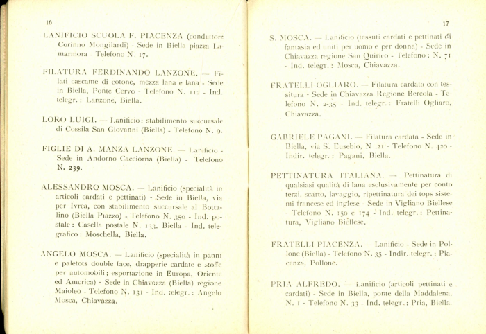 Elenco delle organizzazioni industriali e delle ditte associate (anno III° - 1924)