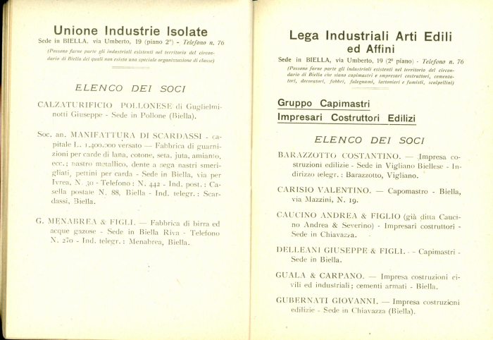 Elenco delle organizzazioni industriali e delle ditte associate (anno III° - 1924)