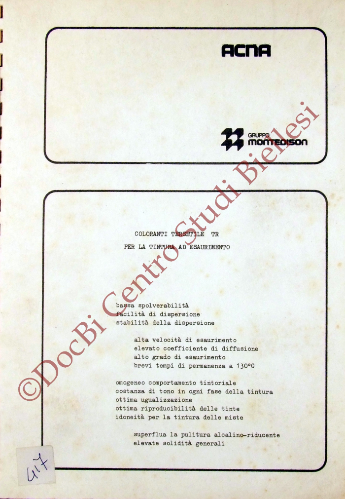 Coloranti Tersetile TR per la tintura ad esaurimento