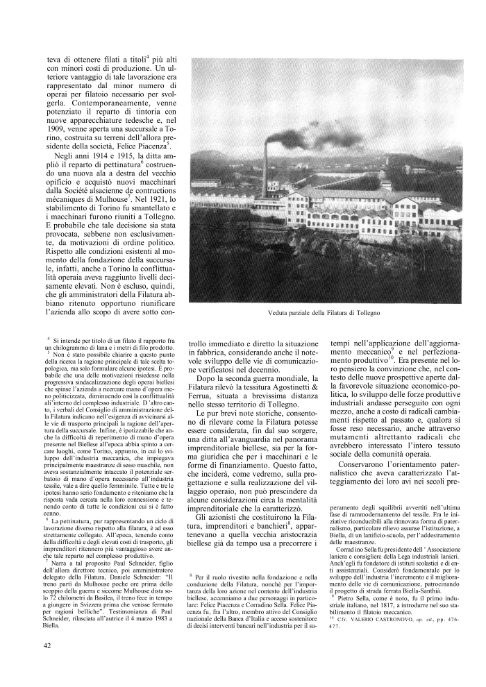 Problematiche sociali nell’industrializzazione biellese. Il villaggio operaio della Filatura di Tollegno