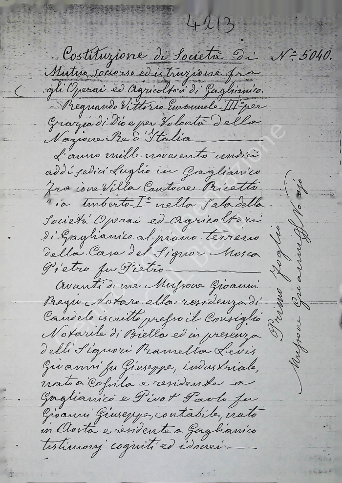 Società Generale di Mutuo Soccorso ed Istruzione fra gli Operai e Agricoltori di Gaglianico