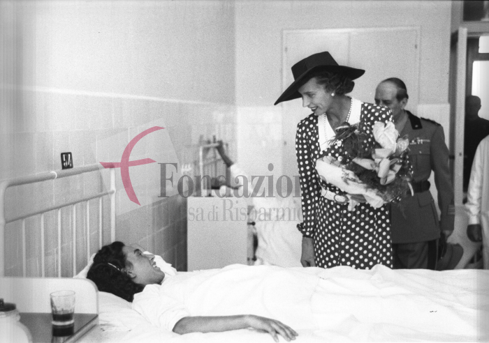 Biella, 9 settembre 1940. La principessa Maria José di Savoia in visita all’Ospedale Degli Infermi, inaugurato l’anno precedente da Benito Mussolini. 
Foto C. Valerio (proprietà Fondazione Cassa di Risparmio di Biella)